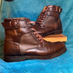 EUC Guess brown COMBAT/MOTO style boots size 10